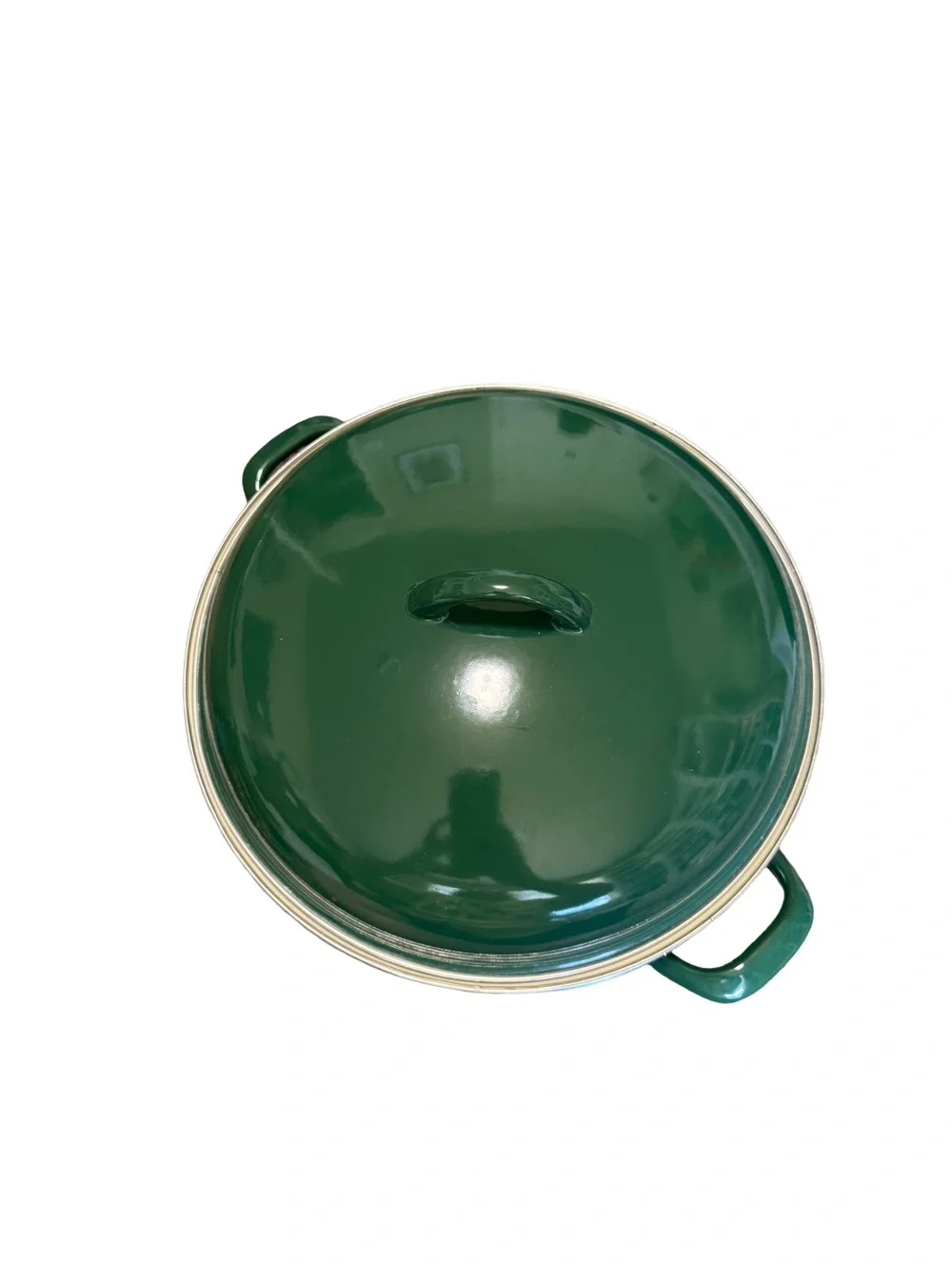 Vintage Vitrex Gourmet Forest Green Enamel 11 Qt Stewpot Olla 28 with Lid
